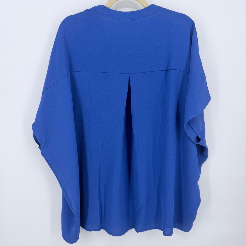 Andree by Unit Oversized Blouse Womens 2X‎ Blue NEW V Neck Boxy Top Fits 3X - Picture 3 of 8